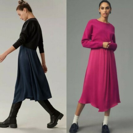 Anthropologie - Long-Sleeve Twofer Sweater Midi Dress Sale - Metziahs